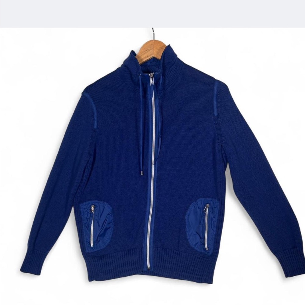 Zenergy by Chico’s Blue Zip-Up Knit Sweater Jacket Size 2 (L)